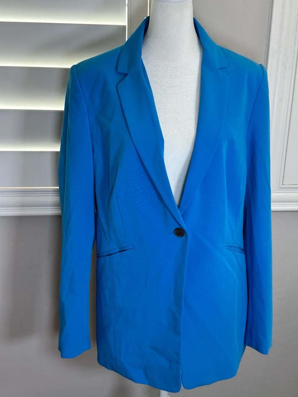 Worthington Blazer Jacket Size L Blue Notch Lapel One Button